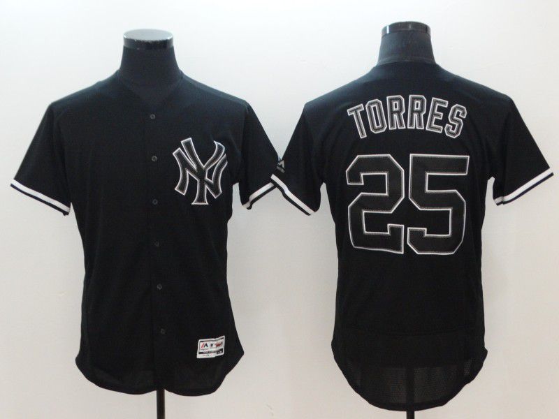 Men New York Yankees #25 Torres Black Elite MLB Jerseys